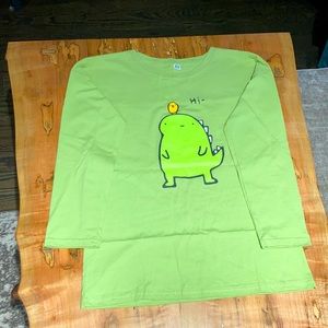 Green, dinosaur with a little bird on its head